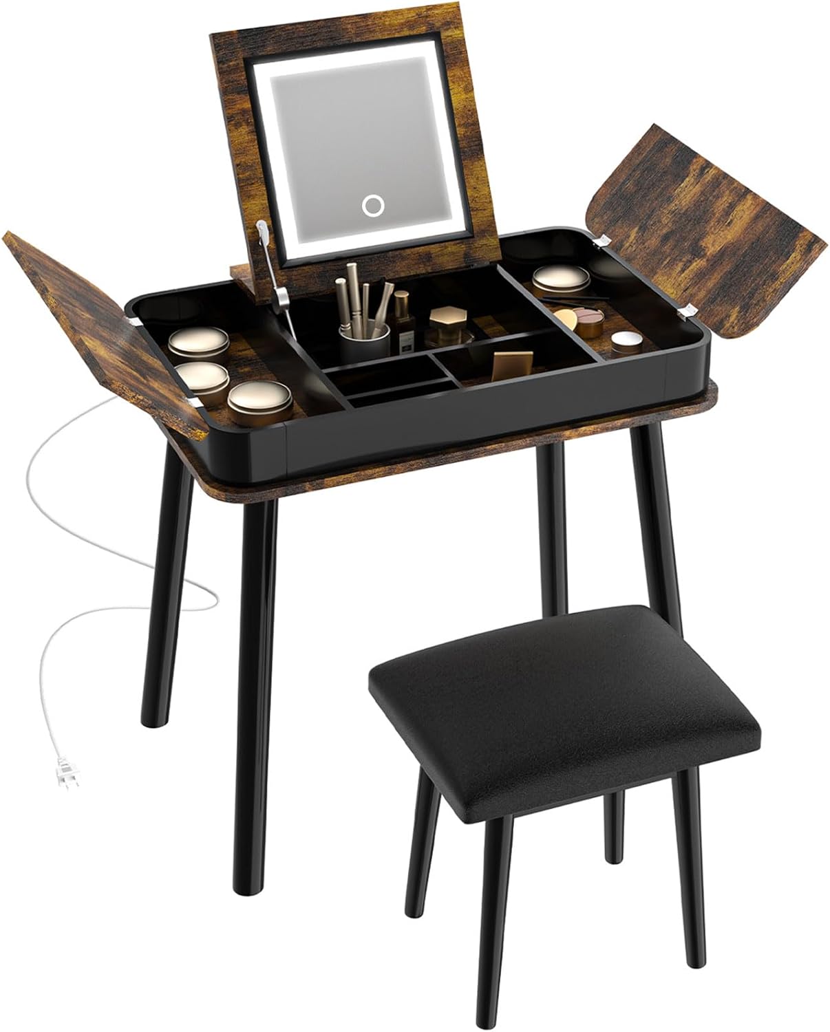 Vanity Desk with Cushioned Stool