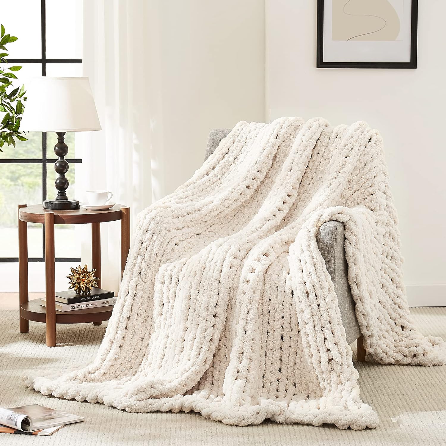 Chunky Knit Chenille Throw Blanket