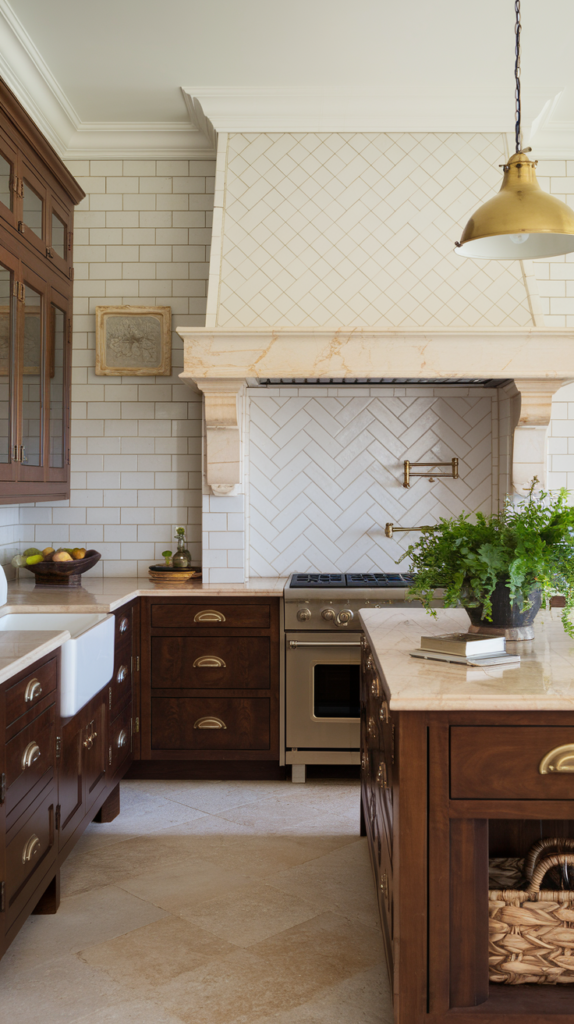 Herringbone Pattern tiles backsplash