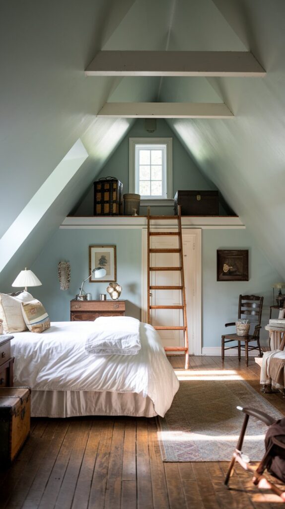 Attic Bedroom with Sloping Ceilings and Cozy Nooks 