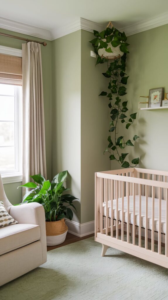 green nursery room with plants