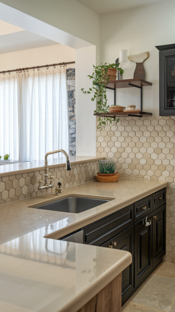 hexagonal pattern Tiles Kitchen Backsplash