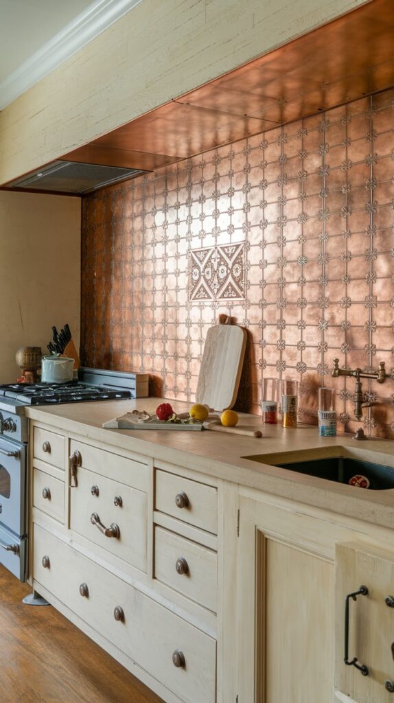 Copper backsplash kitchen design