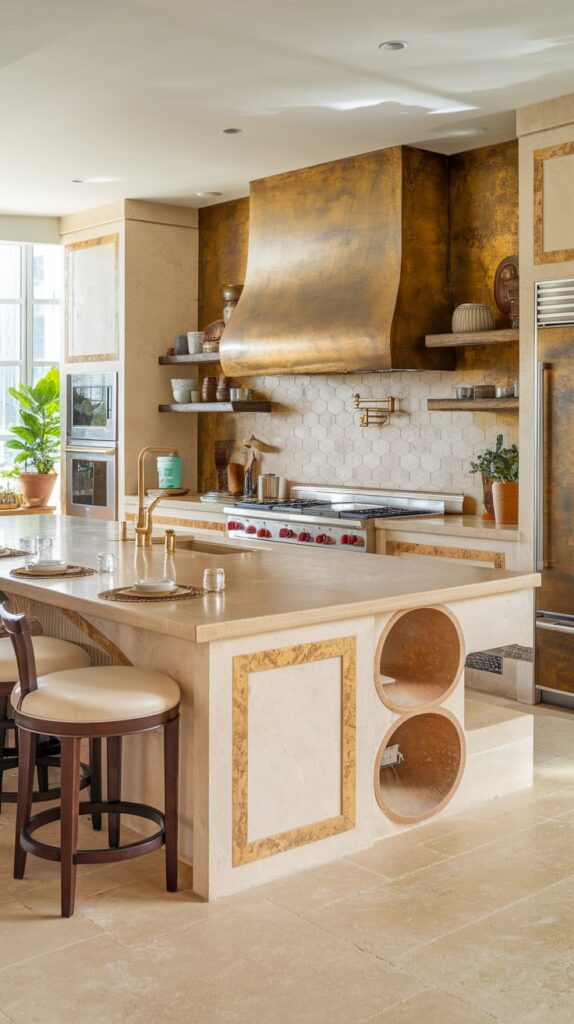 brushed gold backsplash kitchen design