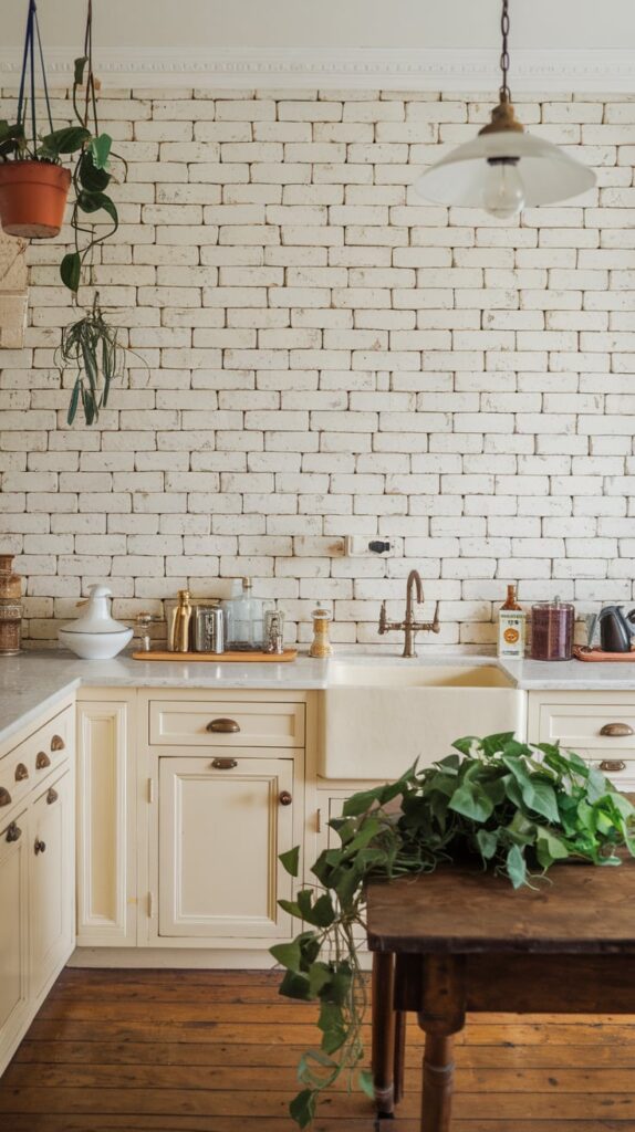 rustic brick backsplash