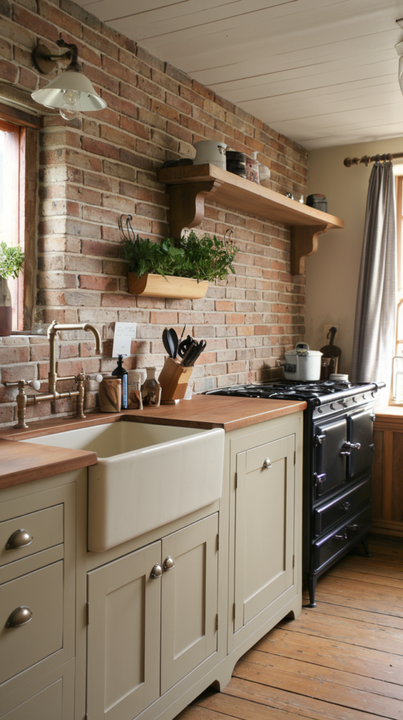 rustic brick backsplash