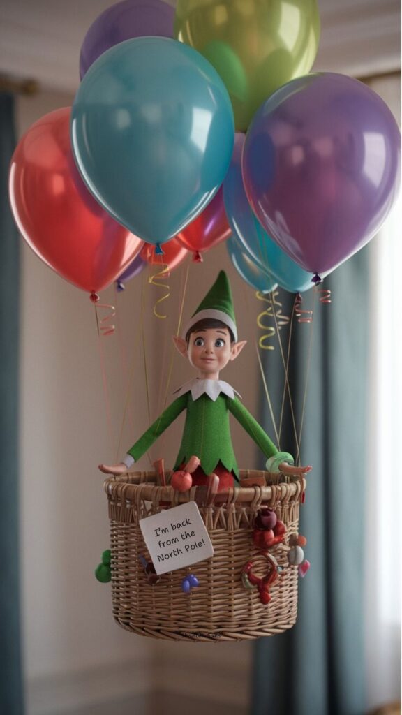 elf on a hot air balloon