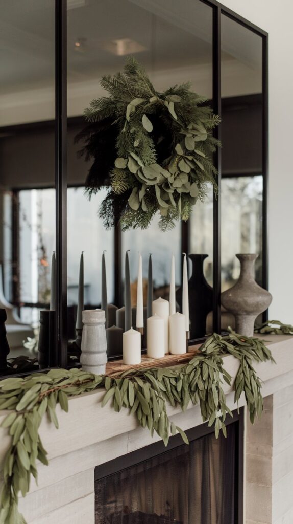 Minimalist Mantel with Natural Greenery