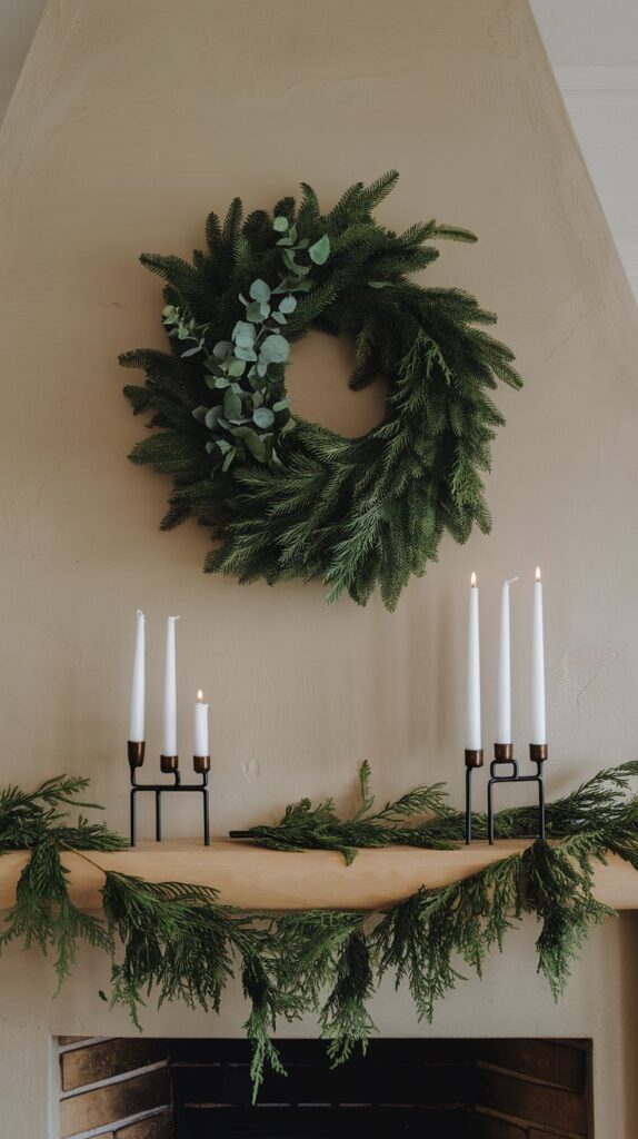 Minimalist Mantel with Natural Greenery