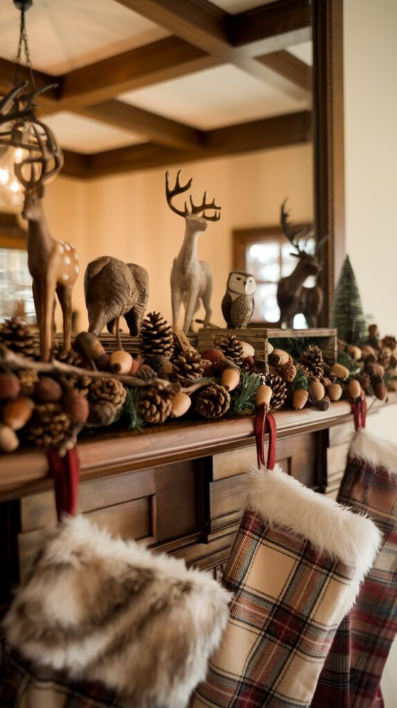 Woodland-Inspired Fireplace Decor