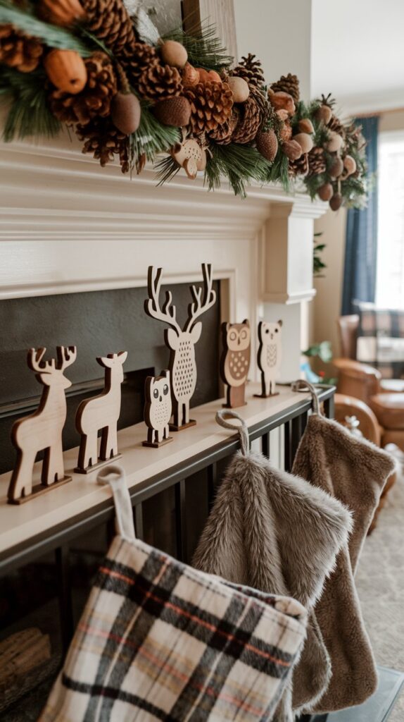 Woodland-Inspired Fireplace Decor