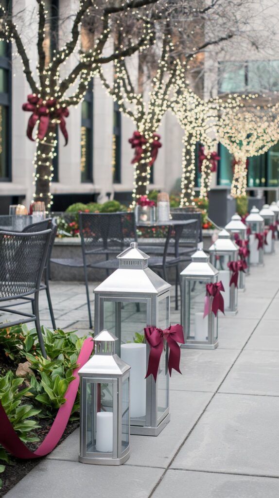 Burgundy and Silver Outdoor Christmas Lights