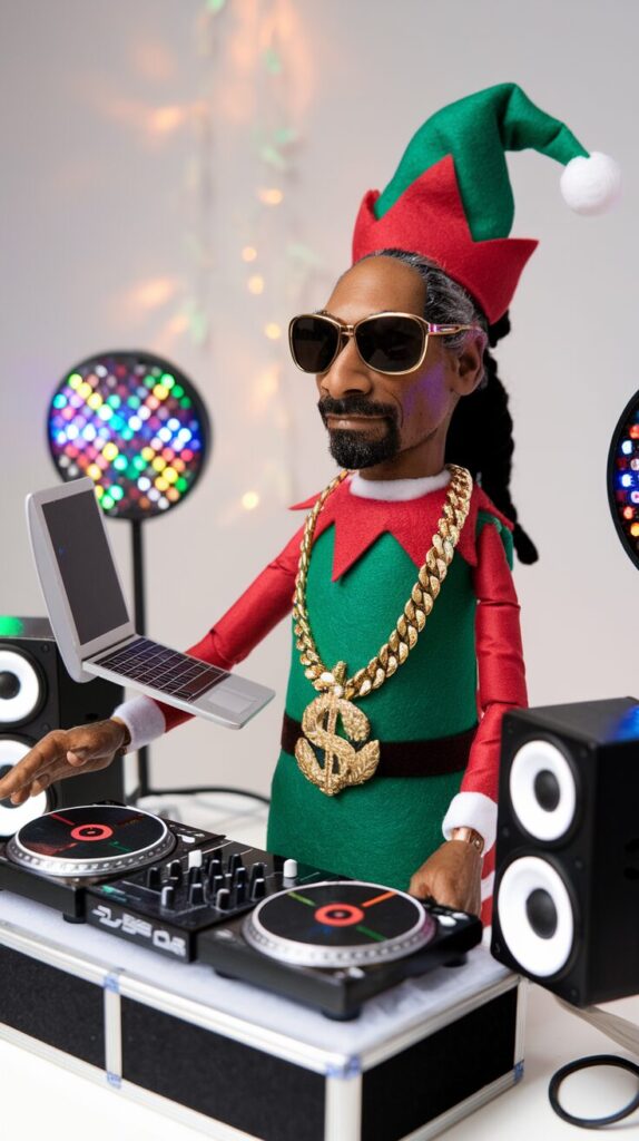 snoop doll on a mini dj setup