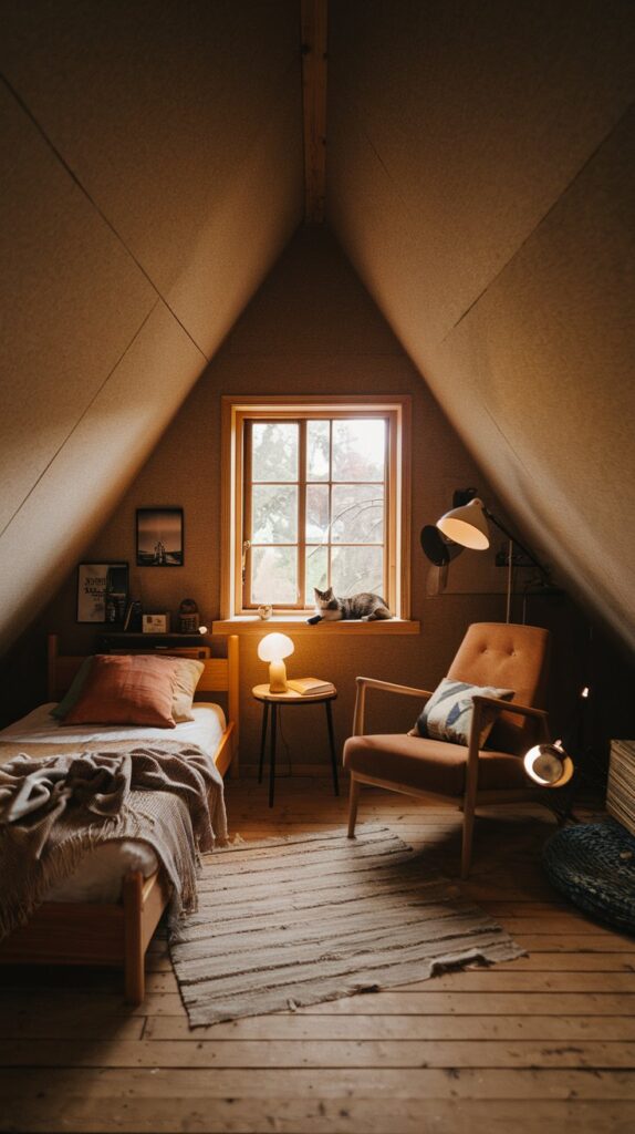 attic bedroom ideas with cozy reading nook