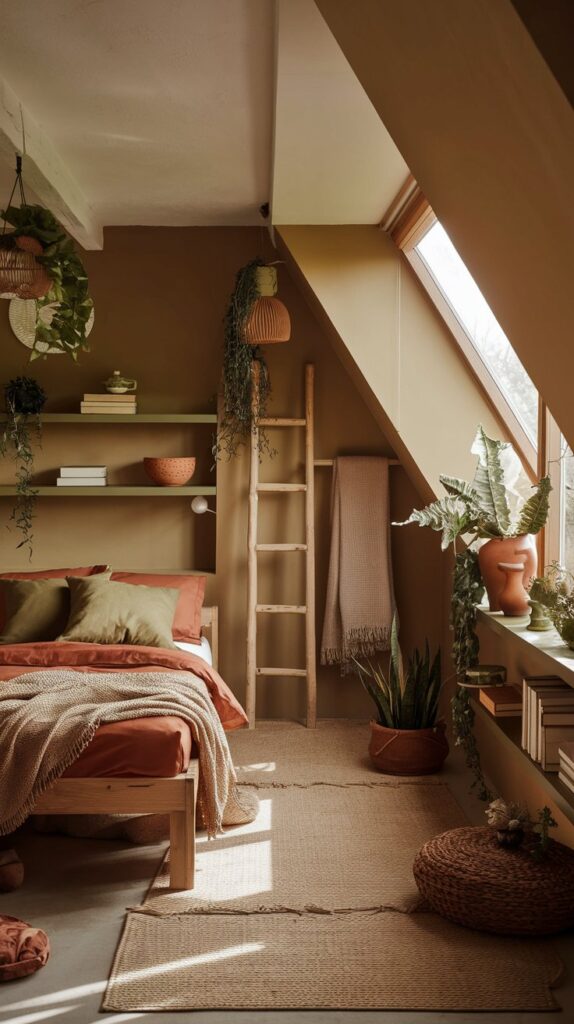 Earthy Attic Bedroom Designs