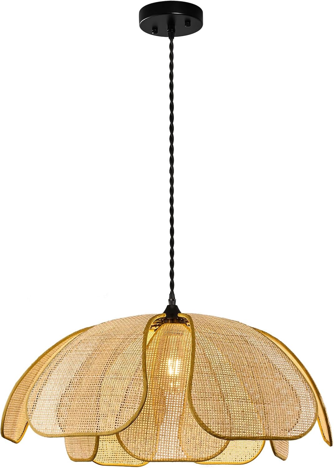 Hand-Woven Rattan Chandelier