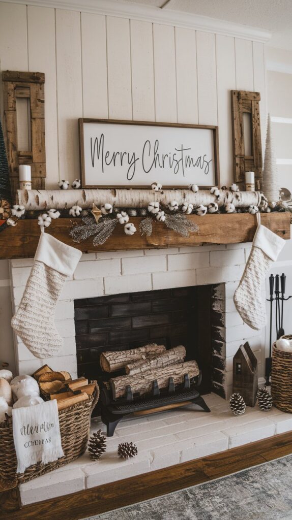 Rustic Farmhouse Christmas Mantel