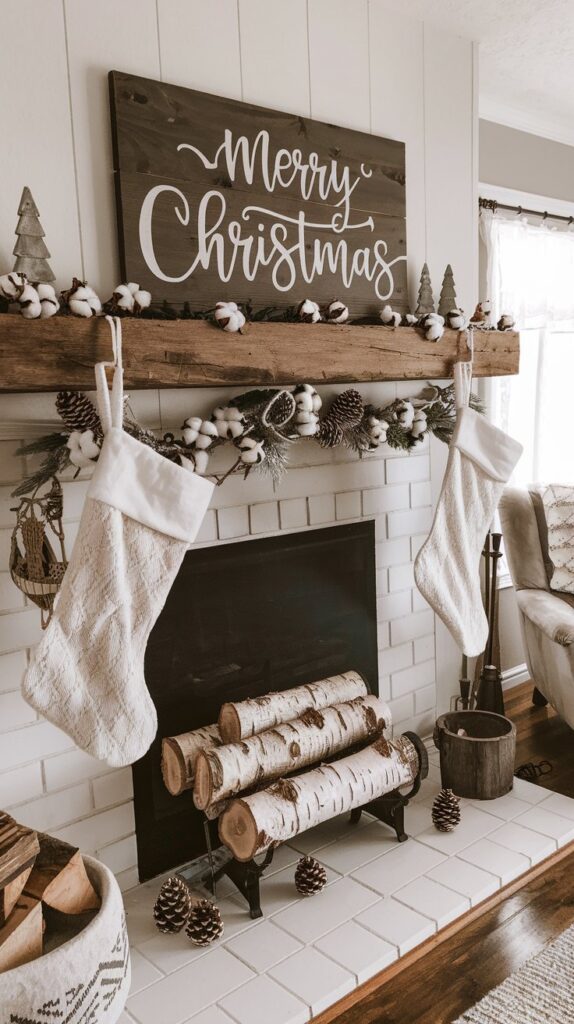 Rustic Farmhouse Christmas Mantel