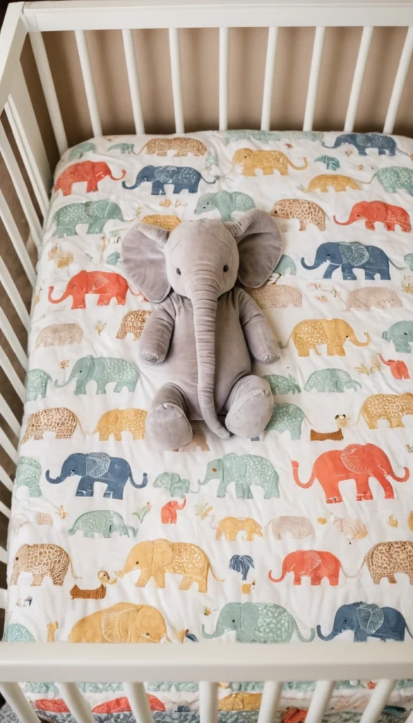 safari animal baby nursery with stuffed animals