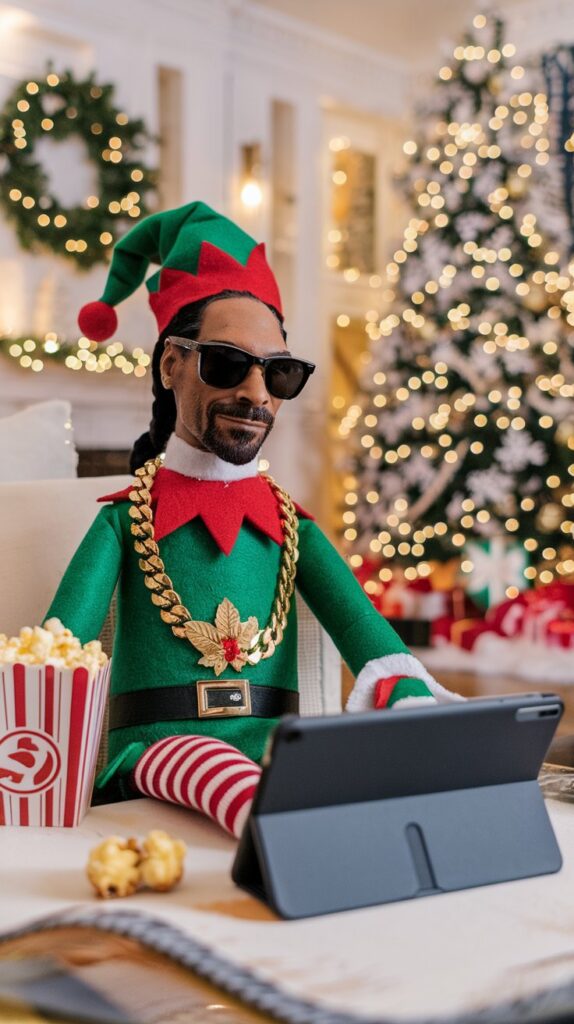 snoop doll watching a movie on a mini tablet