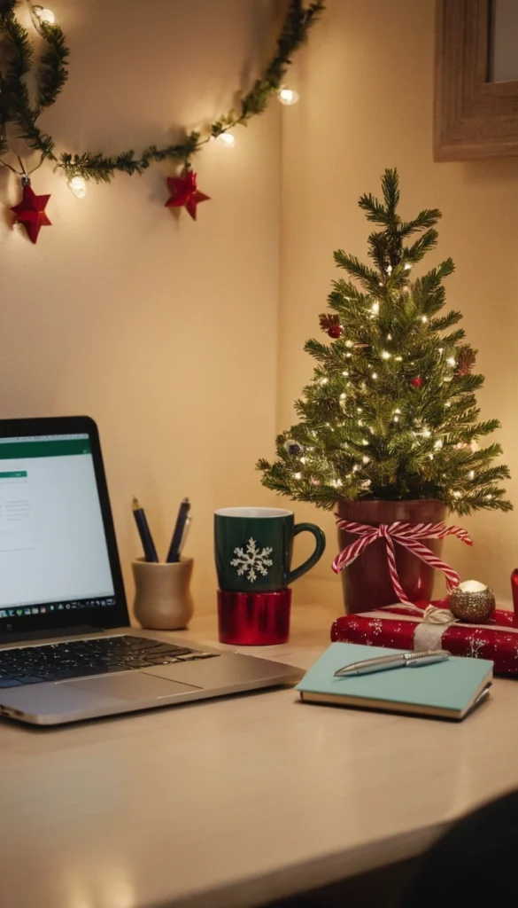 Christmas Decor for Small Apartment Desks or Workspaces