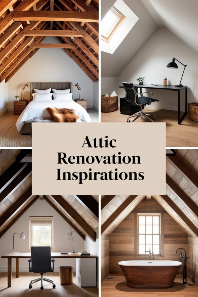 collage of different attic spaces