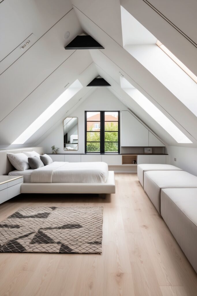 modern attic bedroom 