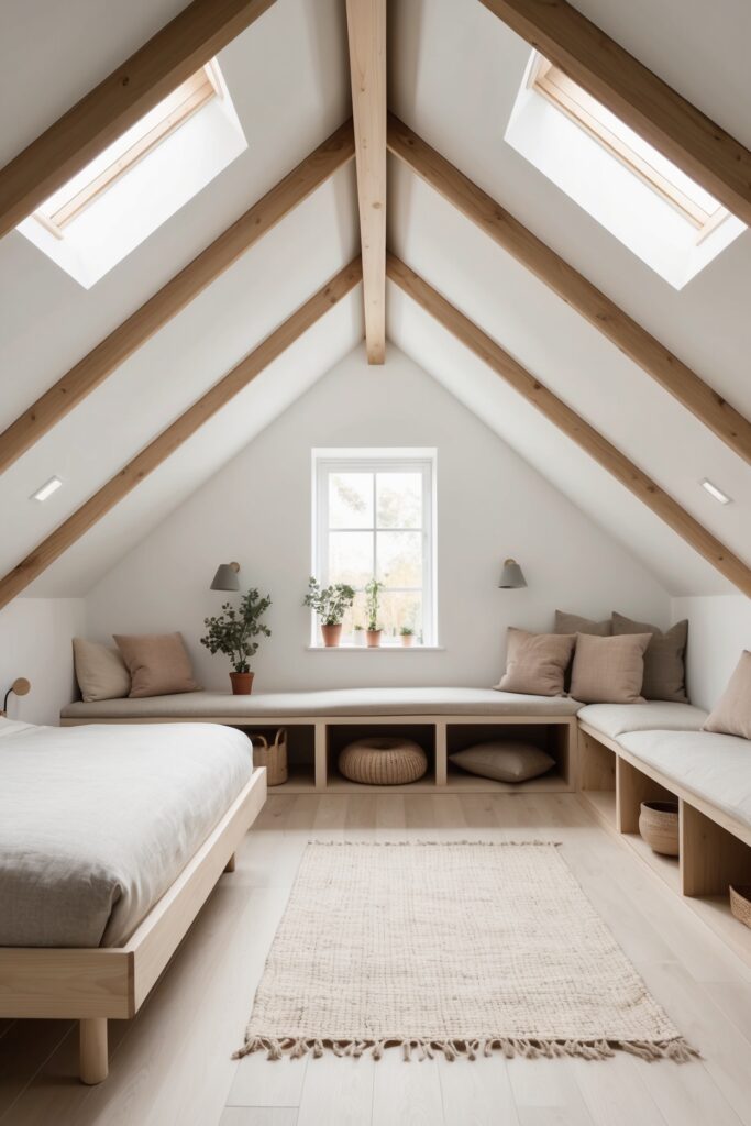 minimal attic bedroom