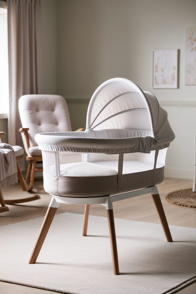 soft grey baby bassinet