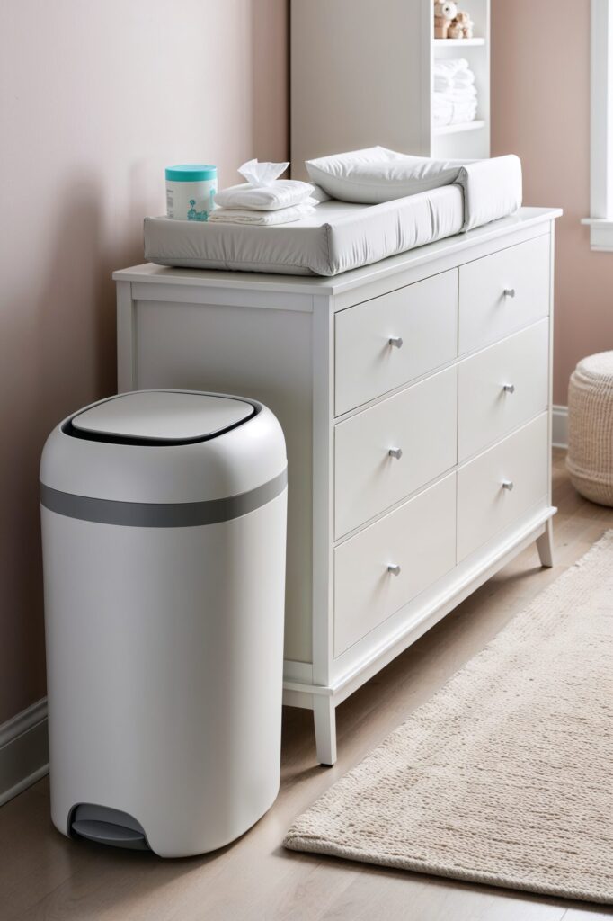 Diaper Pail near a dresser