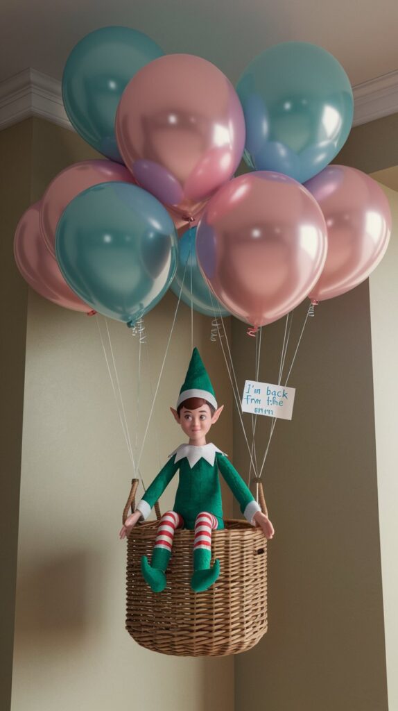 elf on a hot air balloon