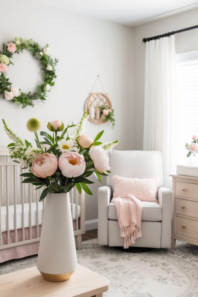 flower vase on table in nursery