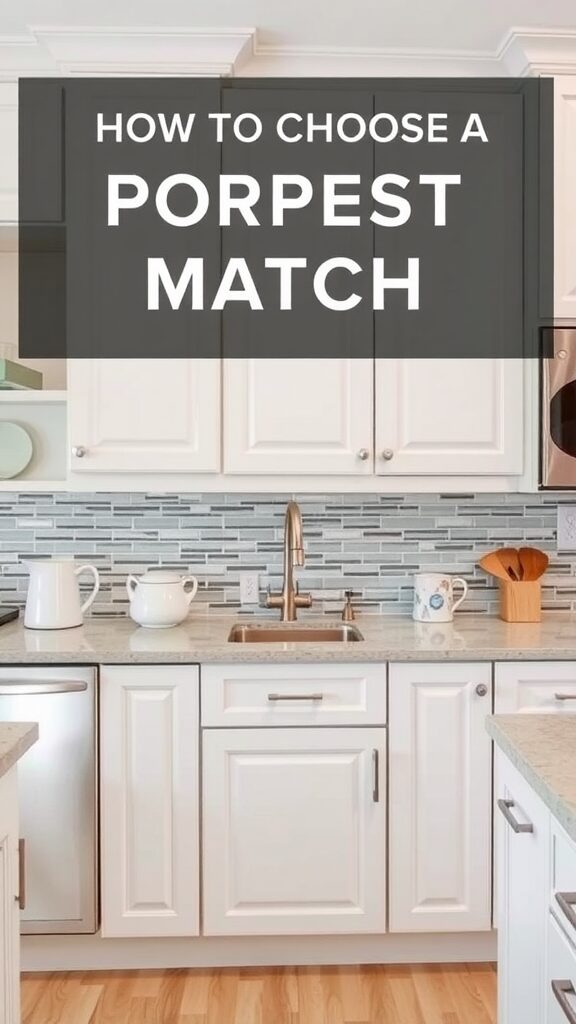 A modern kitchen with white cabinets and a stylish backsplash