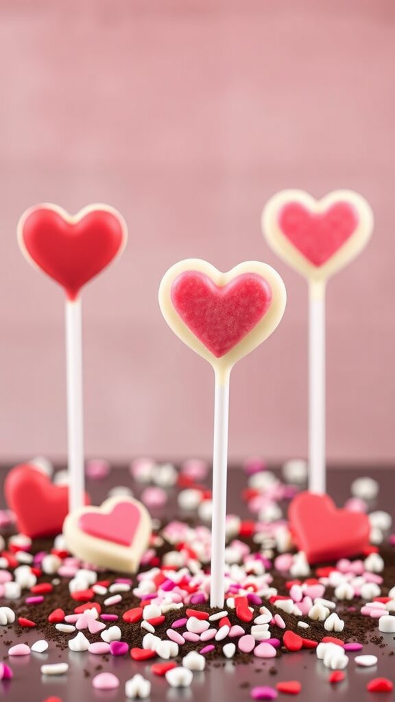 Heart-shaped cake pops decorated for Valentine's Day